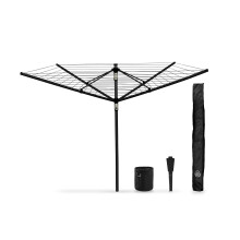Swan Stealth 60m Rotary Airer with Adjustable Height, Aluminium Construction, Matt Black Finish, SWLC1005BLKN