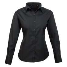 (10, Black) Premier Womens/Ladies Poplin Long-Sleeved Blouse