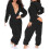 (black, s) Onesie Pajamas Long Warm Brushed Bodysuit 3