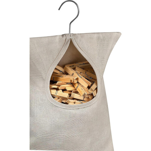 Handy Laundry Clothespin Bag-holds 100 Medium-sized Clothes Pins, Durable Polyester Material, Hook For Hanging 2