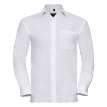 (M, White) Russell Mens Long Sleeve Pure Cotton Work Shirt