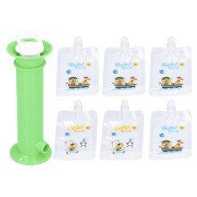 (green) 7pcs Set Baby Food Pouch Maker Pure Color Pouches Toddler Fruit Squeeze Puree Filler For Kids