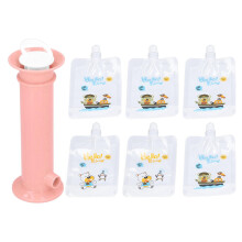 (pink) 7pcs Set Baby Food Pouch Maker Pure Color Pouches Toddler Fruit Squeeze Puree Filler For Kids