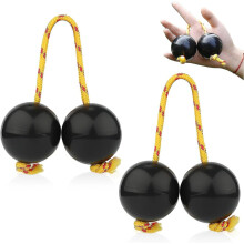 (Black) 2pairs Aslatua Shakers, Kashaka Musical Percussion Instrument, African Asalato Shaker Rattle, Aslatuas Rhythmic Ball, Music Egg Shaker