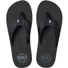 (UK 12, Black) Reef Mens Smoothy Summer Beach Holiday Sandals Thongs Flip Flops - Black