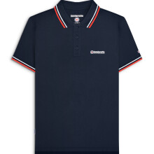 (3XL, Dark Navy (White/Red)) Lambretta Mens Twin Tipped Short Sleeve 3 Button Placket Cotton Polo Shirt Top