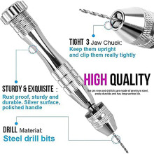 Hand Drill For Epoxy Resin, Mini Drill Pin Vise Hand Drill With 10 Twist Drills , Mini Drill For Cast Resin