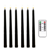 Lot de 6 bougies coniques noires sans flamme à effet vacillant, avec télécommande à 10 touches et minuterie,