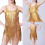 Costume de danse latine, robe à franges dos nu,-Argent M 4