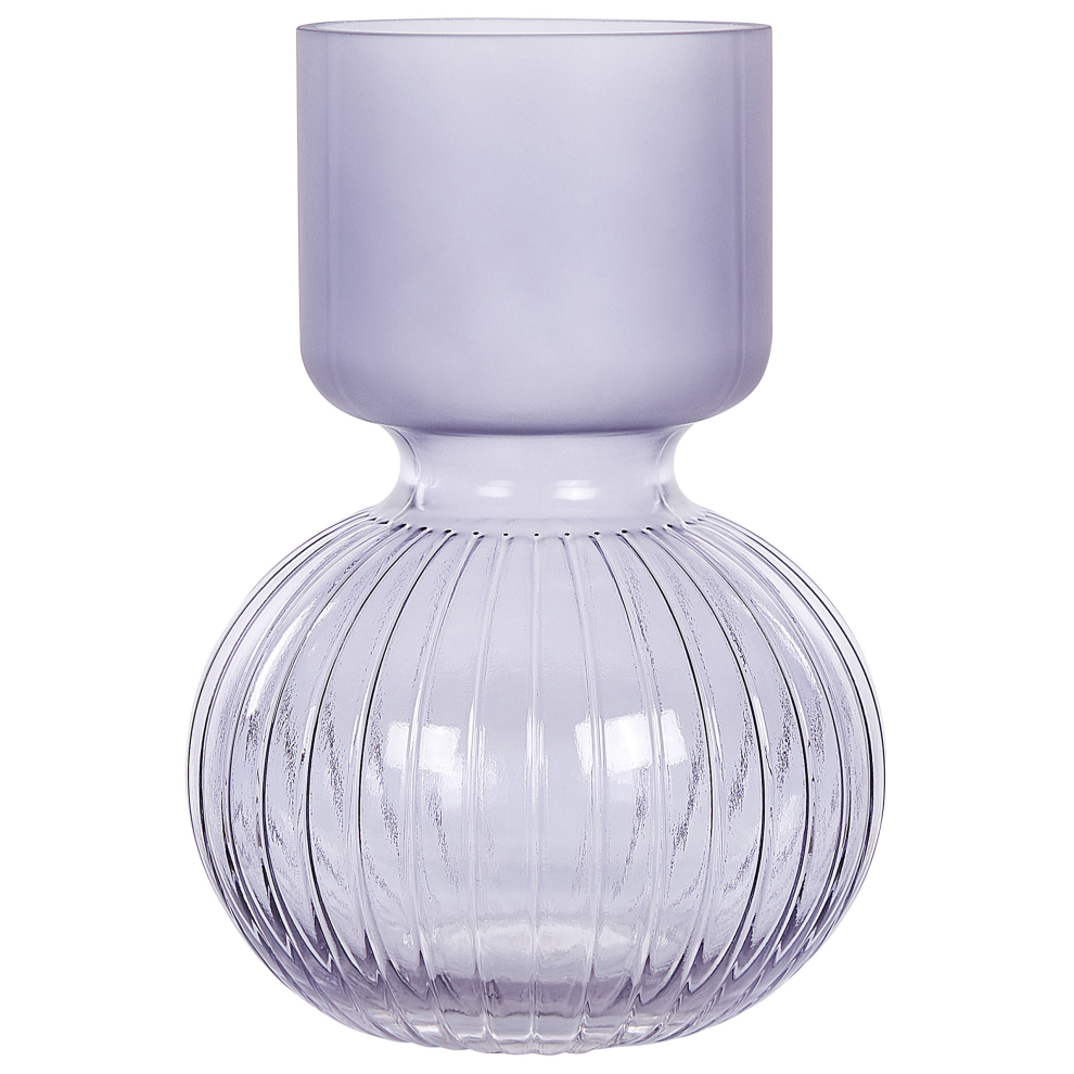 Beliani Flower Vase Thetidio Glass 26 Cm Violet