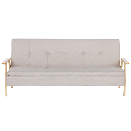 Beliani Sofa Bed 3 Seater TJORN Fabric Beige