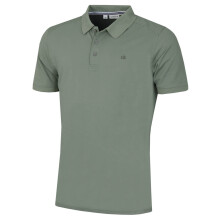 (L, Sage) Calvin Klein Mens 2026 Campus 3 Button Ribbed Collar Golf Polo Shirt