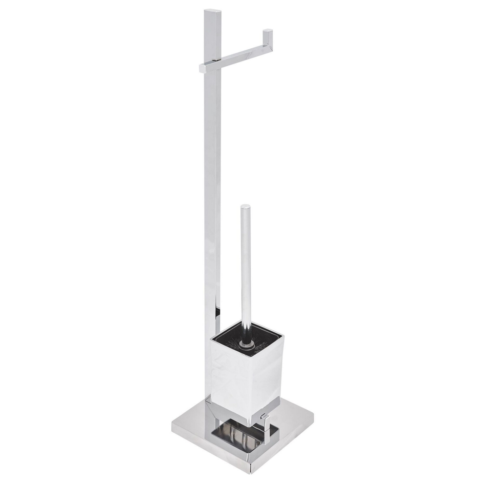 Beliani Toilet Roll And Brush Holder Ulapes Metal Silver