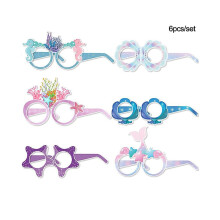 Lot de 6 ou 4 masques en papier pour une fête sur le thème des sirènes (sous l'océan), décoration d'anniversaire,