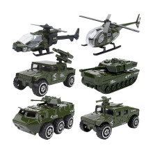 6pcs Sliding Car Model Diecast 1:87 Alloy Tank Military Vehicle Jeep Helicopter Army Car For Kids Children