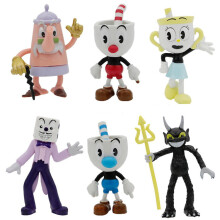 6 st Cuphead-figurer leksaker samlarmodell hyllprydnader skrivbordsbordsdekoration present till fans