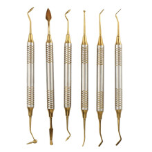 6pcs Dental Instrument Composite Resin Filling Spatula Titanium-plated Head Filling