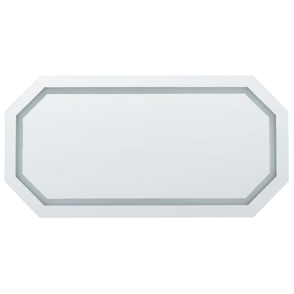 Beliani Led Bathroom Mirror Locmariaquer 120 Cm 60 Cm Silver