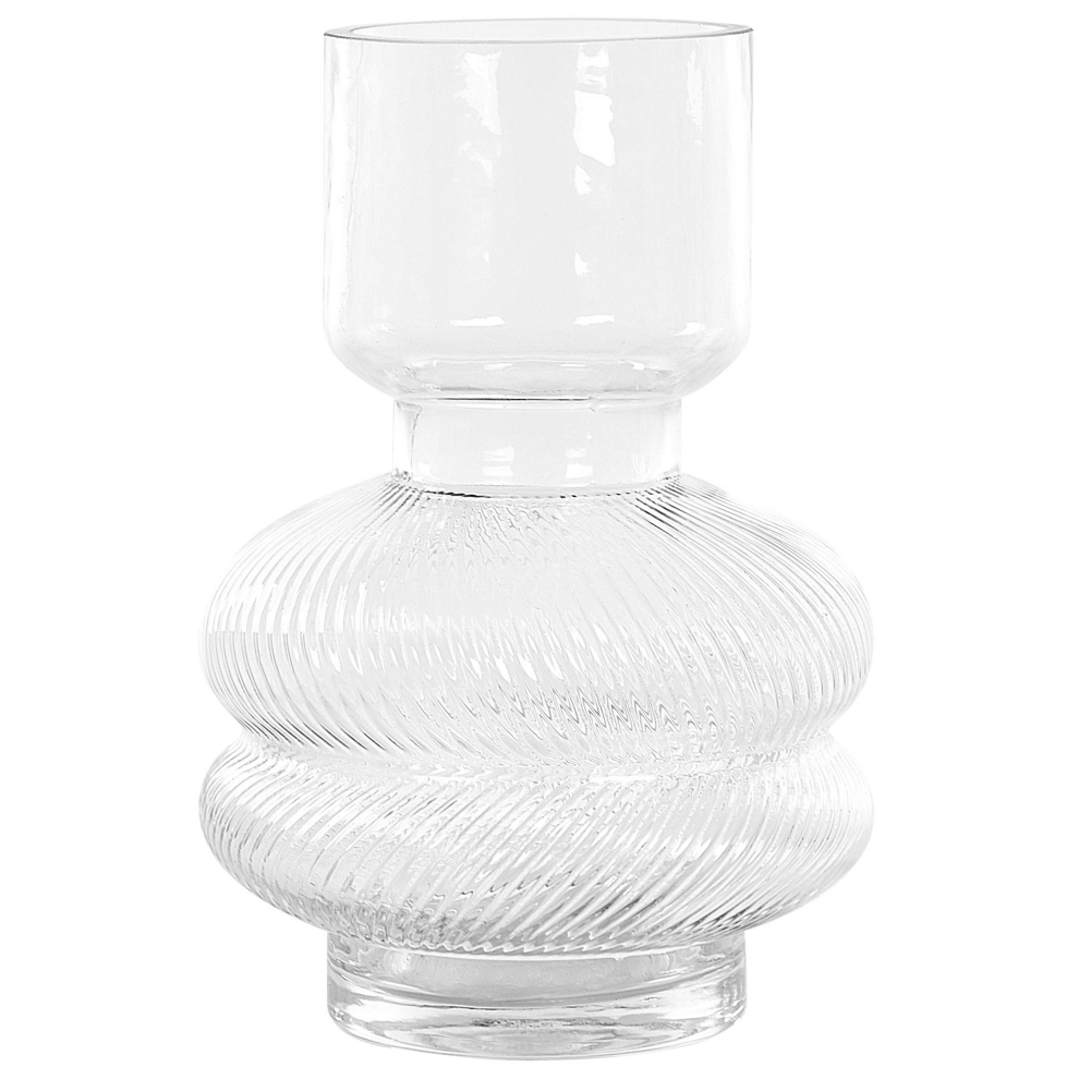 Beliani Flower Vase Rodia Glass 24 Cm Transparent