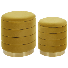 Set of 2 Storage Pouffes GARLAND Velvet Mustard