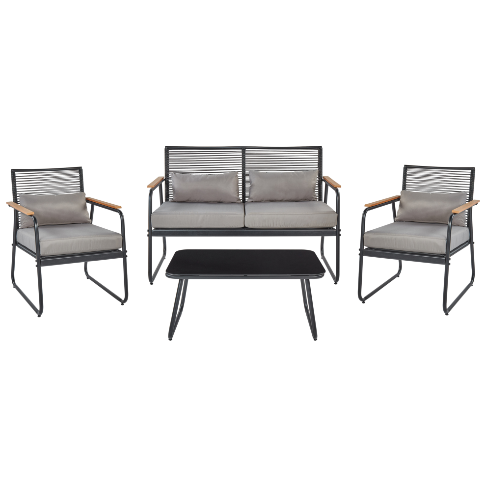Beliani Garden Lounge Set With Table 4 Seater Pomonte Metal Black