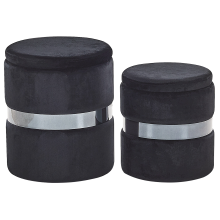 Set of 2 Storage Pouffes DORIS Velvet Black