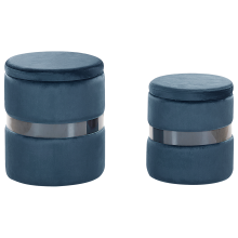 Set of 2 Storage Pouffes DORIS Velvet Blue