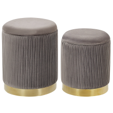 Set of 2 Storage Pouffes MIRAMAR Velvet Grey