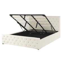 Ottoman Bed AMIENS Velvet Light Beige 180 x 200 cm (EU Super King)