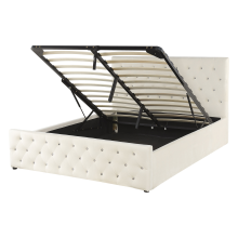 Ottoman Bed AMIENS Velvet Light Beige 140 x 200 cm (EU Double)