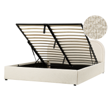 Ottoman Bed QUILLIEN Boucle Light Beige 140 x 200 cm (EU Double)