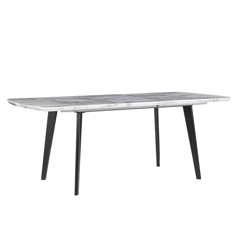 Beliani Extending Dining Table Mosby Grey Marble 160/200 Cm 90 Cm