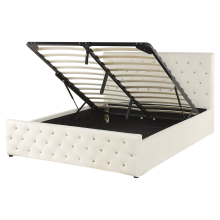 Ottoman Bed AMIENS Velvet Light Beige 160 x 200 cm (EU King Size)