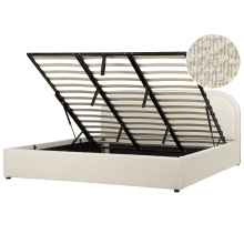 Ottoman Bed QUILLIEN Boucle Light Beige 180 x 200 cm (EU Super King)