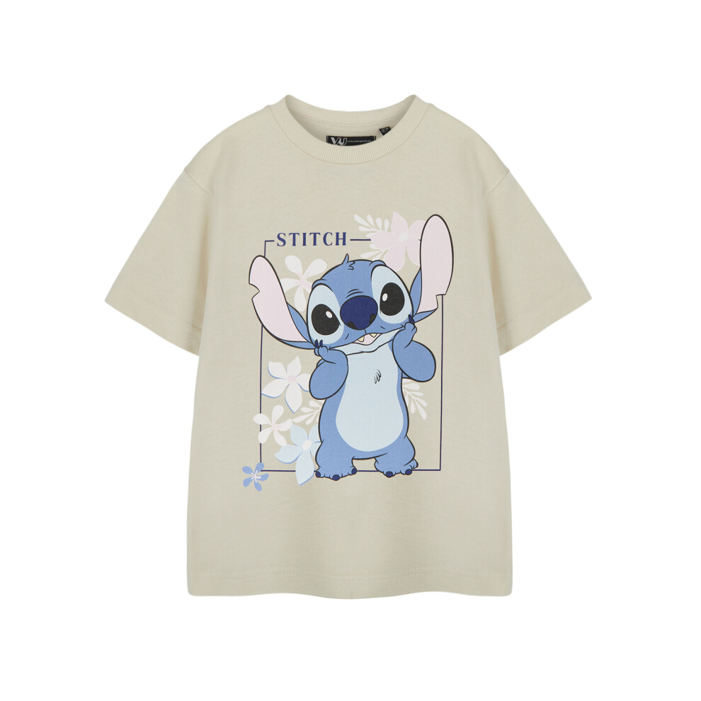 Disney (3-4 Years) Lilo & Stitch Short Sleeved T-Shirt (Girls Beige)