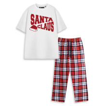 (Large) Show Me The Merch Short Sleeve Long Leg Pyjama Set (Unisex White)