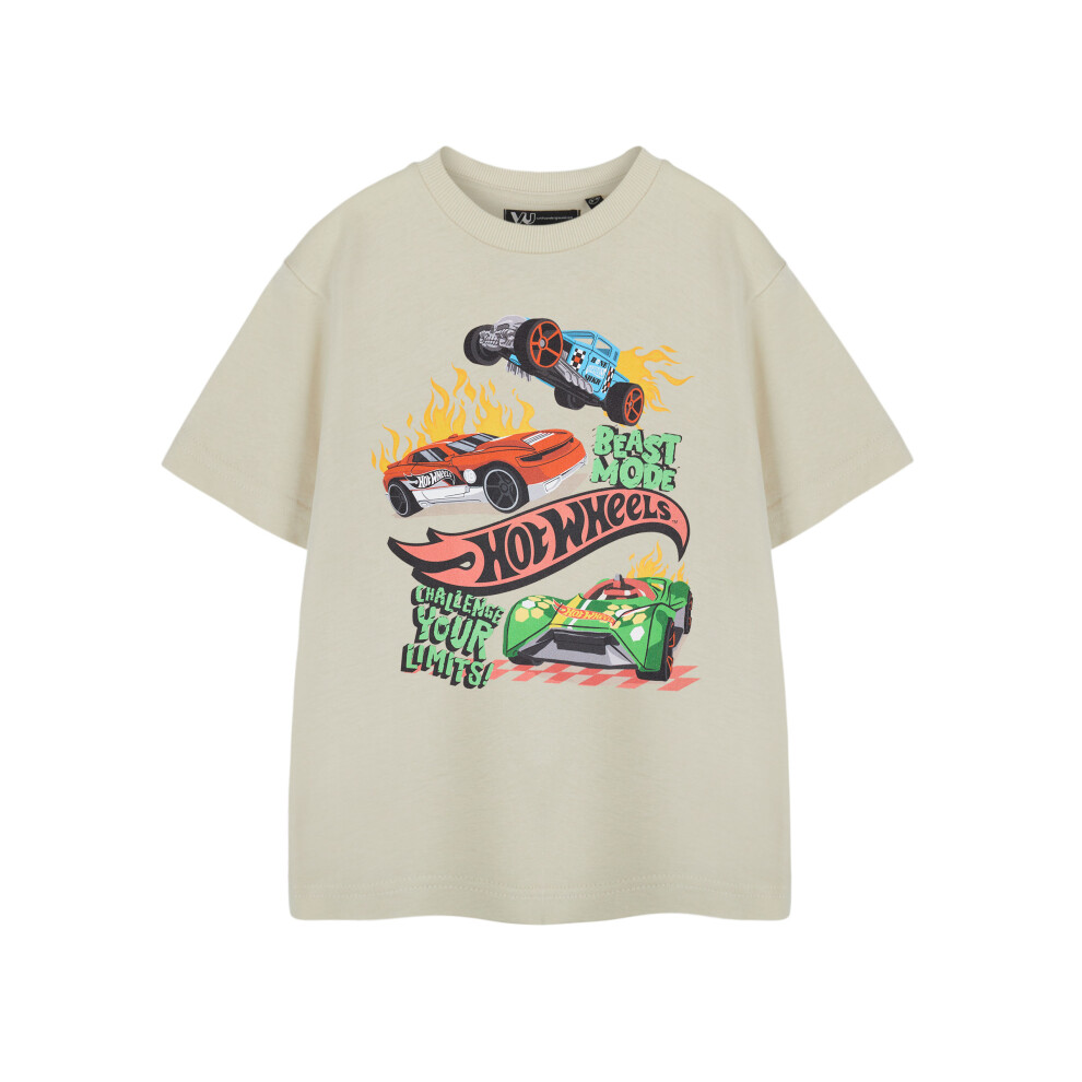 Hot Wheels (9-10 Years) Short Sleeved T-Shirt (Boys Beige)