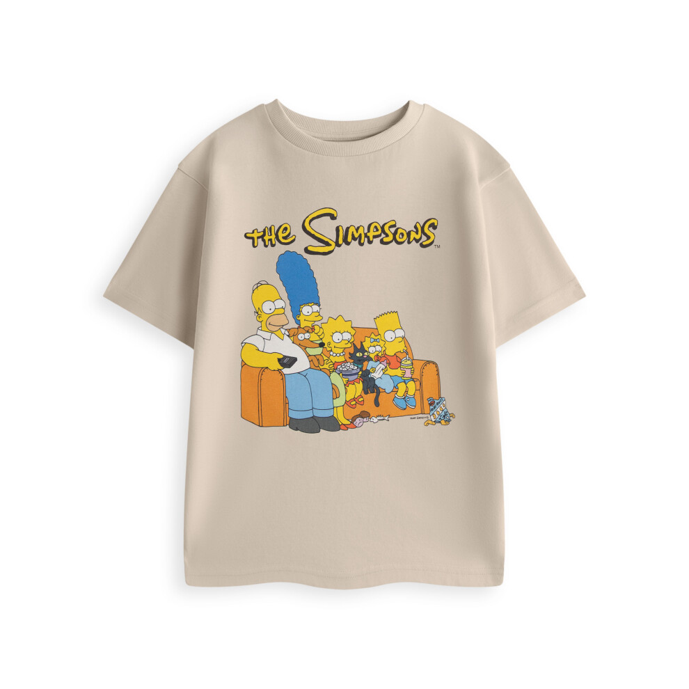 The Simpsons (11-12 Years) Short Sleeved T-Shirt (Unisex Kids Beige)