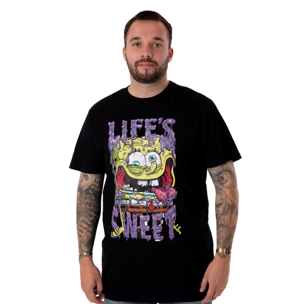 Spongebob Squarepants (Medium) Short Sleeved T-Shirt (Mens Black)