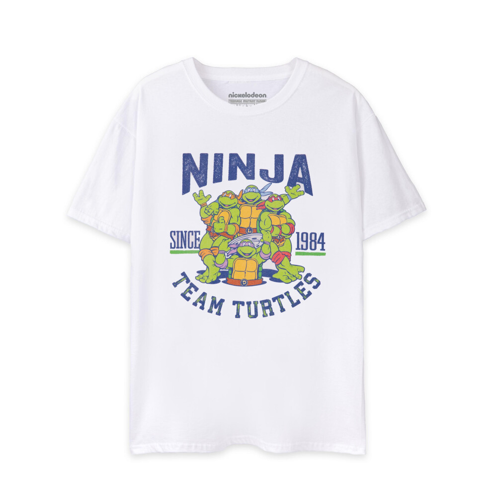 Teenage Mutant Ninja Turtles (Small) Short Sleeved T-Shirt (Mens White)