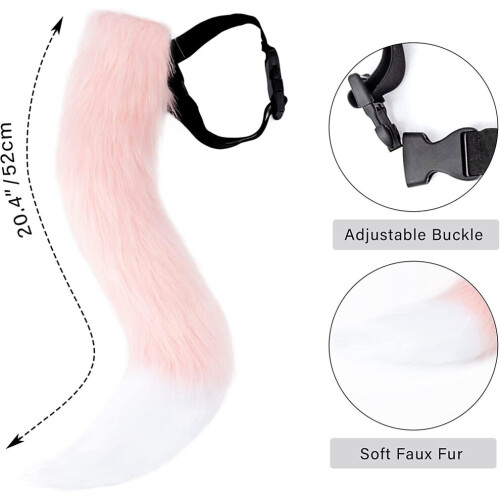 1 ensemble, fausse queue, oreilles et queue d'animal en peluche, collier à clochette 2