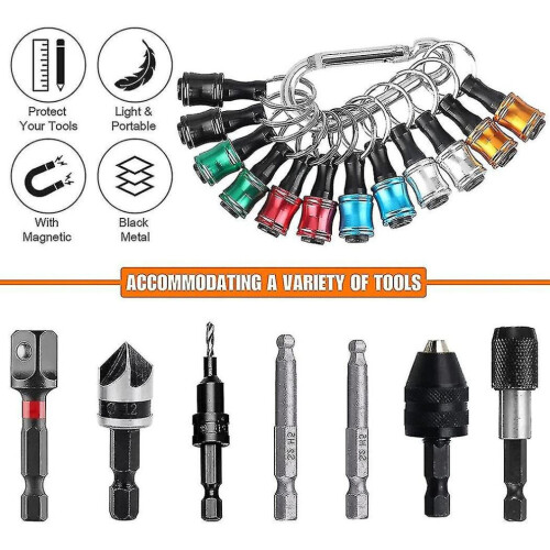 12pcs 1/4inch Hex Shank Screwdriver Bits Holder Extension Bar Keychain Screw Adapter Drill Bits Hol 2