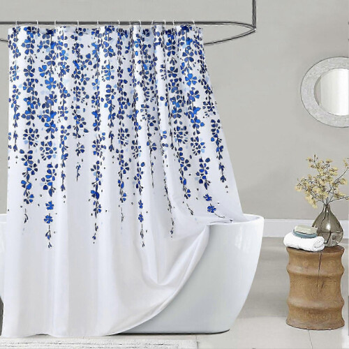 Shower Curtain Soft Splash-proof Polyester Floral Printing Bathroom Drape for Daily Use 2