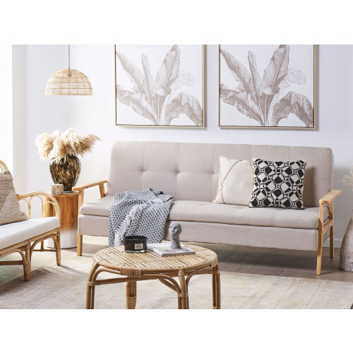 Beliani Sofa Bed 3 Seater TJORN Fabric Beige 1