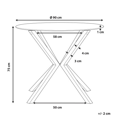 Beliani Dining Table ALTURA Transparent 90 cm 90 cm 2