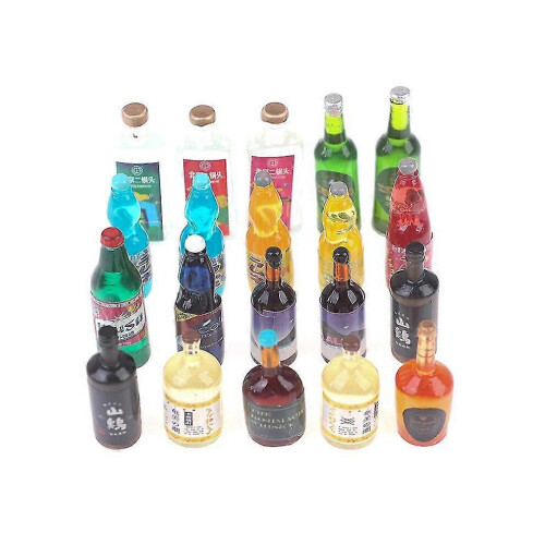 20-Piece Miniature Drink Bottles: 1:12 Scale Dollhouse Kitchen Accessories 1