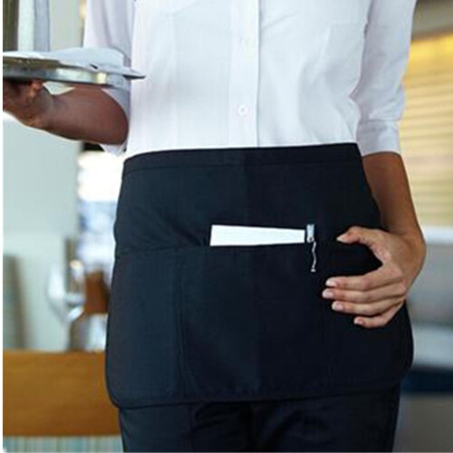 Server Aprons Skirts With Pockets Solid Color 3 Pockets Polyester Cotton Fabric For Cleaning Painting 1