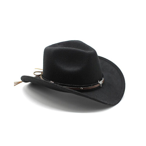 Dewenwils Western Cowboy Top Hat Felt Hat Black 1