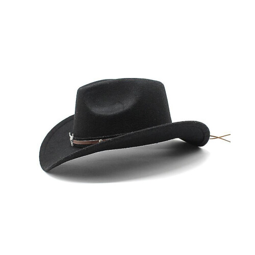 Dewenwils Western Cowboy Top Hat Felt Hat Black 2