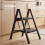 Traderight Small Step Ladder Foldable 150KG Carbon Steel Kitchen Steps Black 8